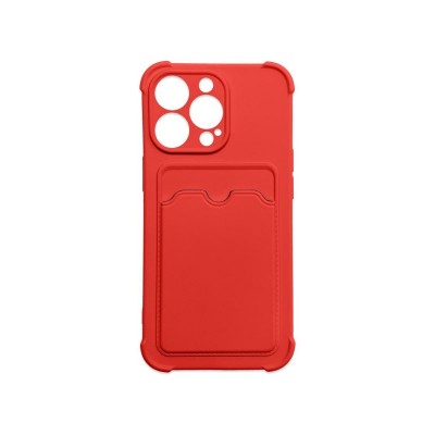 Husa Premium, iPhone 13 Cu Protectie Camera, Colturi Intarite, Suport Card, Rosu